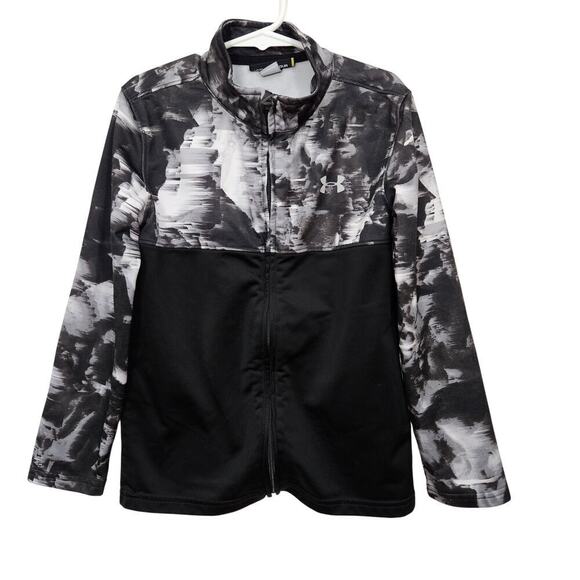Boy's Under Armour Full Zip Athletic Jacket Black Gray Size Small 7 active - Picture 1 of 7